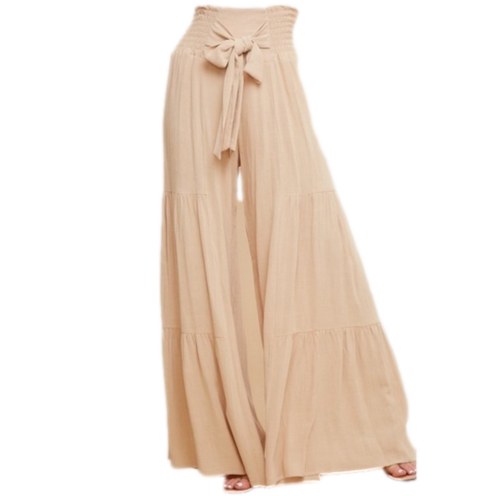 SAINTS & HEARTS Tiered wide leg linen viscose blend women’s size medium pants
